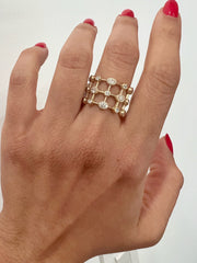 14K Yellow Gold Multi Shape Diamond Lace Cigar Ring/Band,  diamond ring, ABB-574/1-D, cigar ring, Diamond, lace band, Belarino