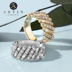 14k Round & Baguette Diamond ring/Wedding Band,  diamond ring, ABB-545.2-D, Diamond, Belarino
