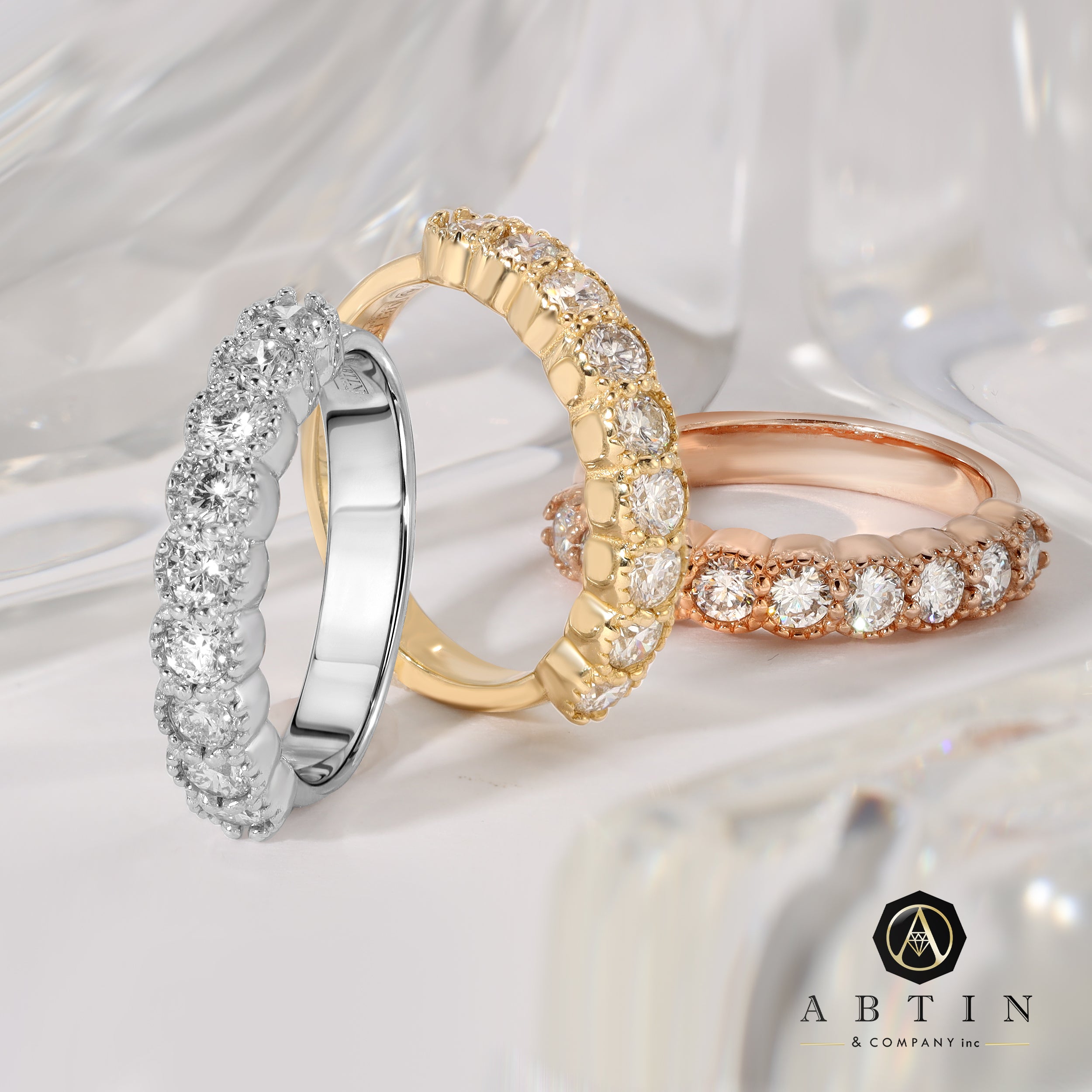 Lab Grown Round Wedding Bands - Abtin & Company 