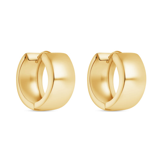 14K Gold Chunky Domed Hinge Huggie Earrings