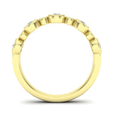 14K Gold Round Halfway Eternity Milgrain Alternating Bezel Set Lab Grown Diamond Wedding Band Ring - Abtin & Company 