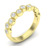 14K Gold Round Halfway Eternity Milgrain Bezel Set Lab Grown Diamond Wedding Band Ring - Abtin & Company 