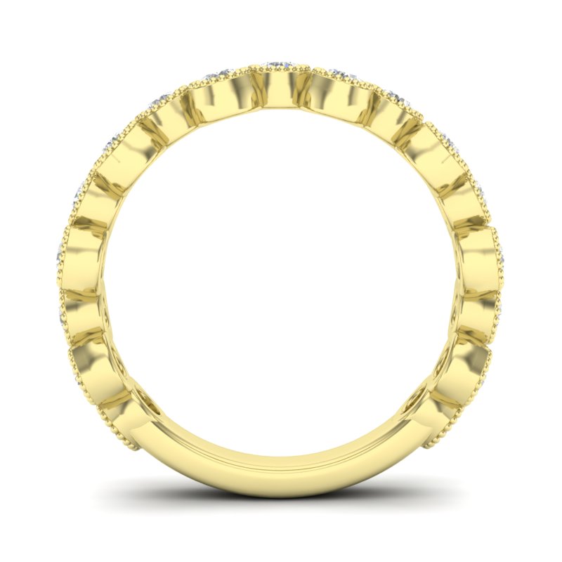 14K Gold Round Three Quarter Way Eternity Milgrain Bezel Set Lab Grown Diamond Wedding Band Ring - Abtin & Company 