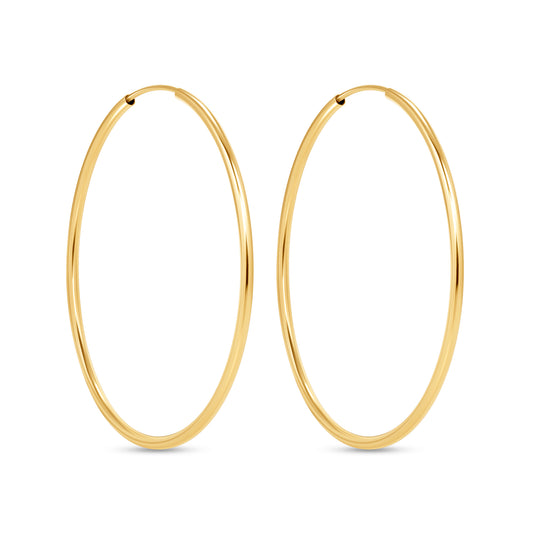 14K Gold Endless Large Tube Hoop earrings