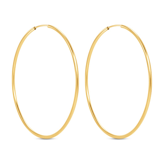 14K Gold Endless Large Tube Hoop earrings