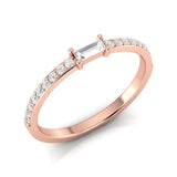 14K White Gold Diamond Baguette Minimal Stackable Ring - Abtin & Company 