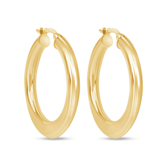 14K Gold Medium Tube Hoop Earrings