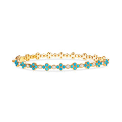 14K Gold Turquoise & Diamond Clover Bangle,  bangle, ABA-22-TQD, Bangle, Bracelet, turquoise, Turquoise and diamond Bangle, Belarino