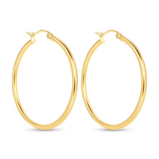 14K Gold Medium Tube Hoop earrings