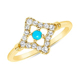 14K Diamond and Turquoise Geometric Fashion Ring - Abtin & Company 