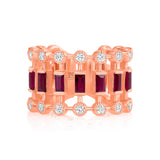 14K Rose Gold Diamond & Ruby Lace Cigar Ring - Abtin & Company 