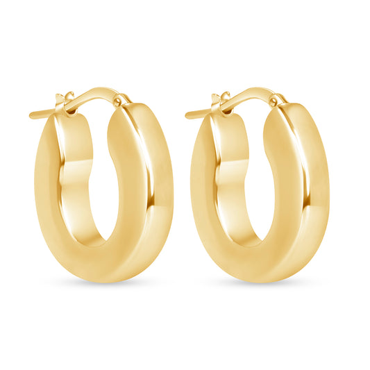 14K Gold Flat Huggie Earrings