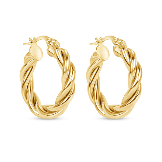 14K Gold Twist Hoop Earrings