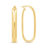 14K Gold Oval Hoop Earrings