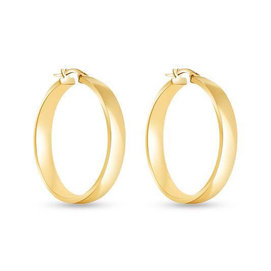 14K Square Tube Flat Hoop Earrings