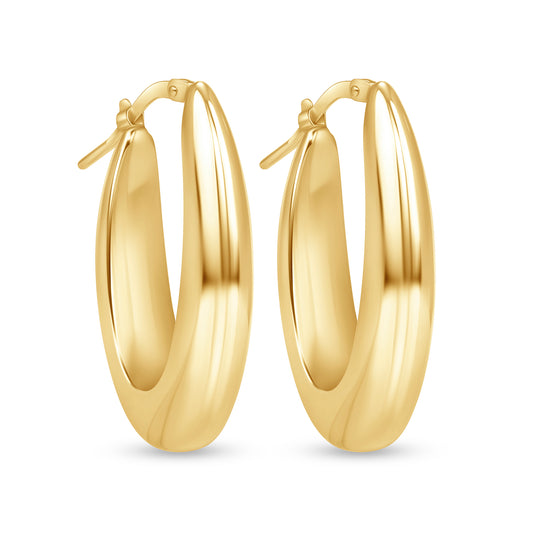 14K Gold Hallow U Hoop Earrings