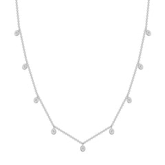 14K Gold Diamond Bezel Fringe Necklace/Choker