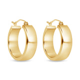 14K Gold Yellow Wide Hoop Earrings