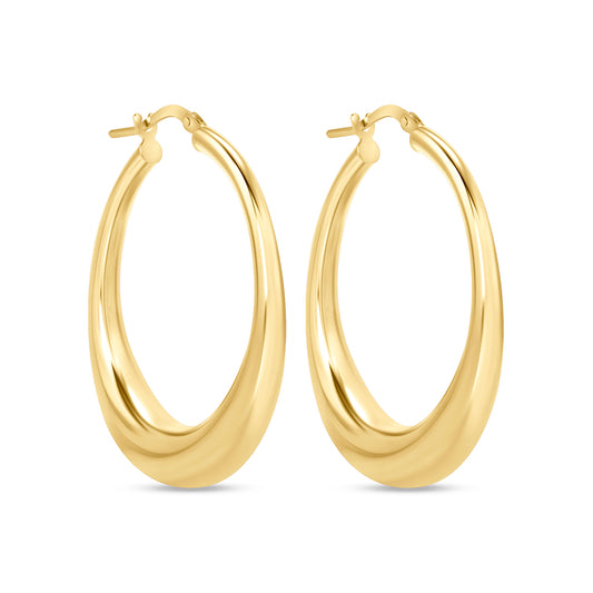 14K Gold Tapered Hoop Earrings