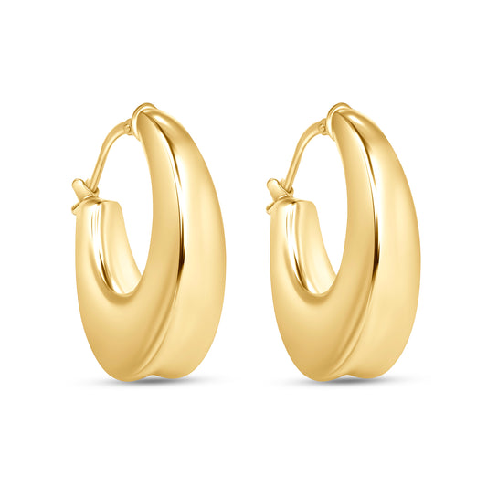 14K Gold Off-set U Hoop Earrings