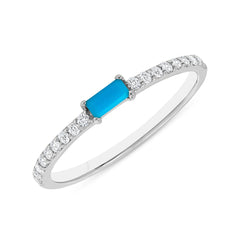 14K Gold Diamond & Turquoise Stackable Ring/Wedding Band