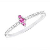 14K Gold Diamond & Pink Sapphire Marquise Design Stackable Ring - Abtin & Company 