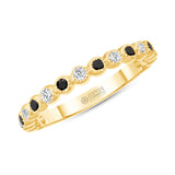 14K Gold Alternate Black Diamond & Diamond Bezel Stacking Ring - Abtin & Company 