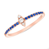 14K Gold Diamond & Blue Sapphire Marquise Design Stackable Ring - Abtin & Company 