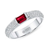 14K Gold Diamond & Emerald-Cut Ruby Ring - Abtin & Company 