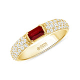 14K Gold Diamond & Emerald-Cut Ruby Ring - Abtin & Company 