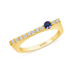 14K Yellow Gold Blue Sapphire And Diamond Stacking Bar Ring,  Color Stones, ABB-628.2V1Y-BSD, Color Stones, colorstone rings, Belarino
