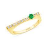 14K Yellow Gold Emerald And Diamond Stacking Bar Ring - Abtin & Company 