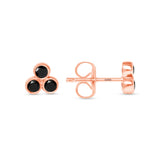 14K Gold Trio Black Diamond Stud Earrings - Abtin & Company 