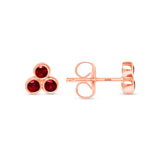 14K Gold Trio Ruby Stud Earrings