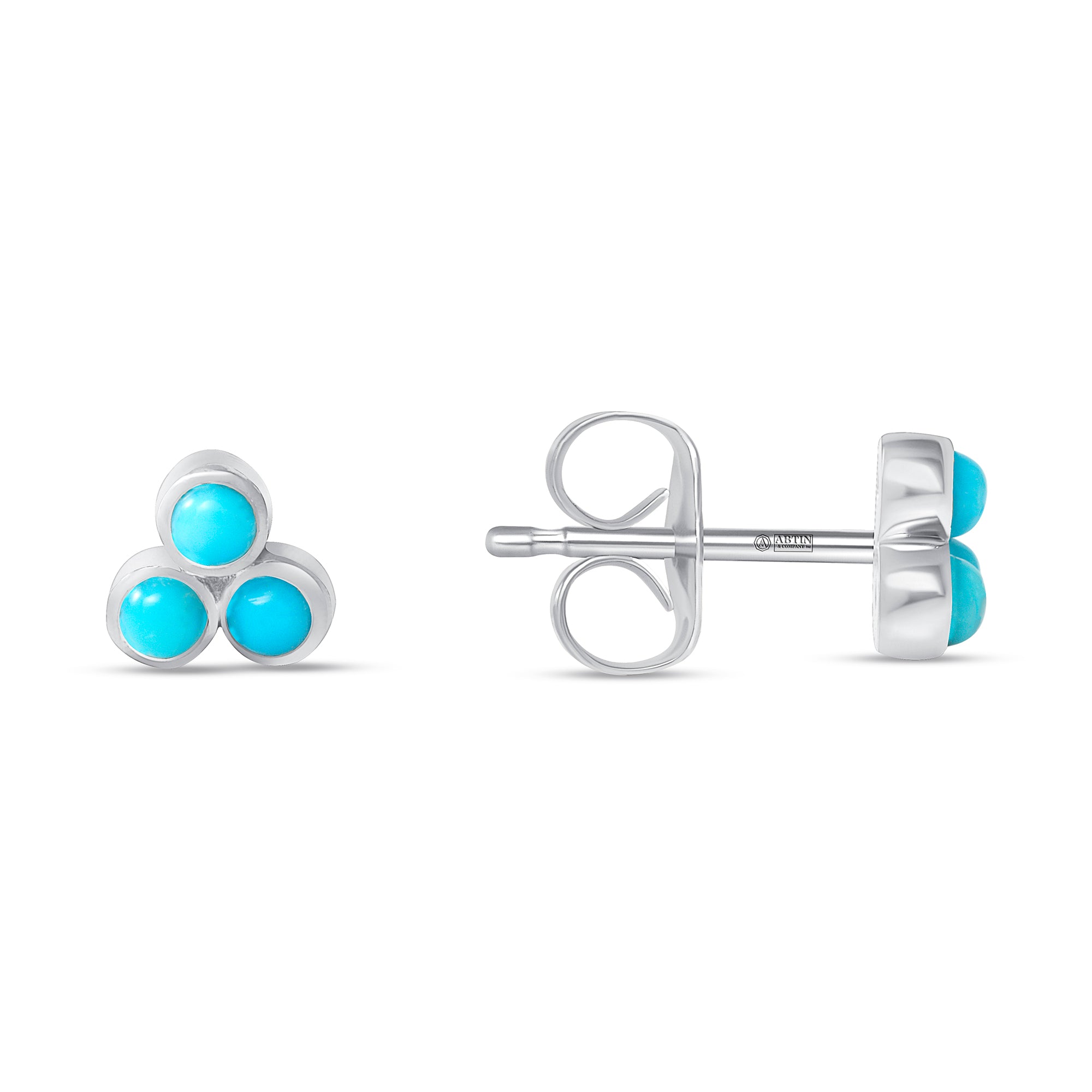 14K Gold Trio Turquoise Stud Earrings - Abtin & Company 