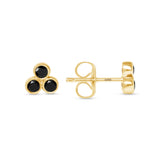 14K Gold Trio Black Diamond Stud Earrings - Abtin & Company 