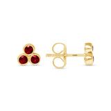 14K Gold Trio Ruby Stud Earrings