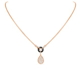 14K Rose Gold Pave Diamond Tear-drop Shape Drop Pendant - Abtin & Company 