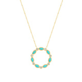 14K Gold Marquise Turquoise & Diamond Circle Pendant - Abtin & Company 