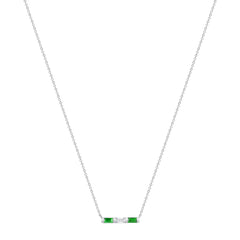 14K White Gold Baguette Emerald And Diamond Bar Pendant,  Pendant, ABP-193.2V1W-EMD, emerald bar pendant, emerald birthstone necklace, Pendant, Belarino