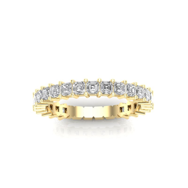 14K Gold Ascher Cut Three-quarter Eternity Modern Prong Set Lab Grown Diamond Wedding Band Ring - Abtin & Company 