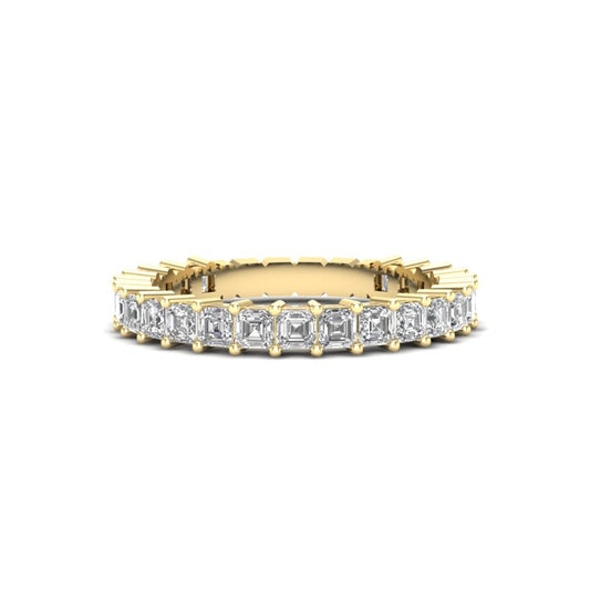 14K Gold Ascher Cut Halfway Eternity Prong Set Lab Grown Diamond Wedding Band Ring - Abtin & Company 