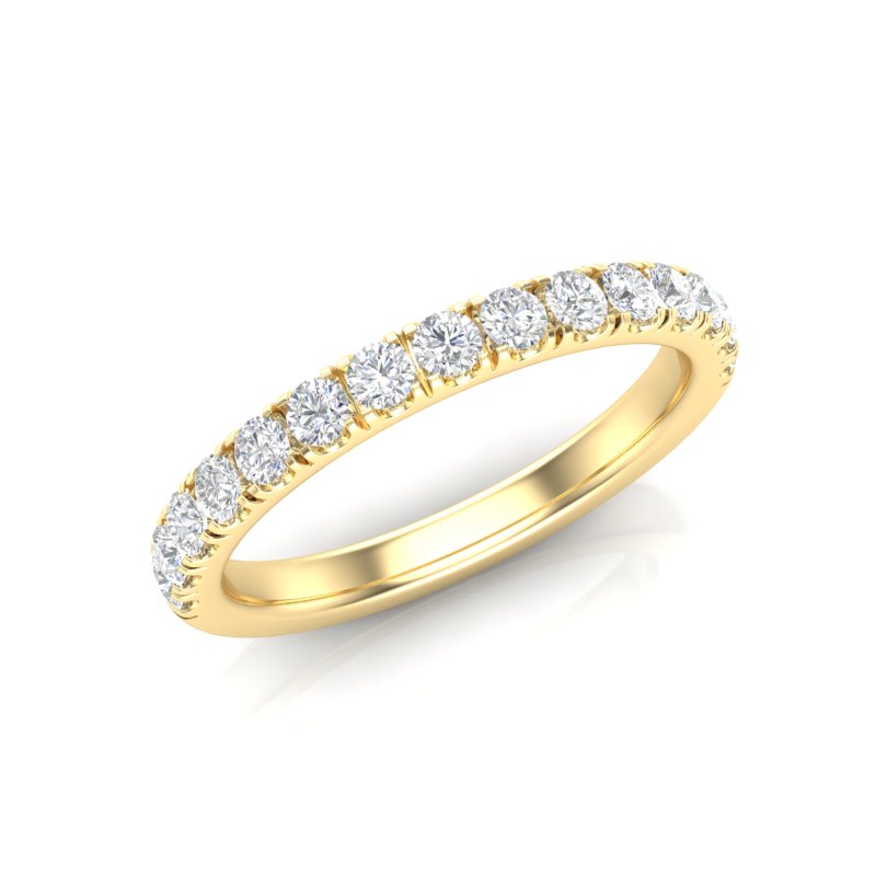 14K Gold Round Halfway Eternity 4 Prong Set Lab Grown Diamond Wedding Band Ring - Abtin & Company 