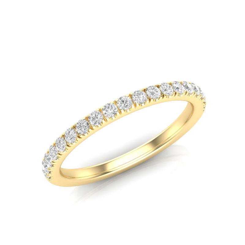 14K Gold Round Halfway Eternity 4 Prong Set Lab Grown Diamond Wedding Band Ring - Abtin & Company 