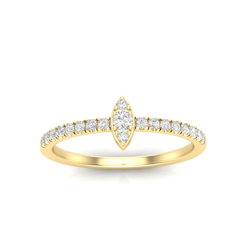 14K Gold Marquise Shape Design Diamond Stacking Band - Abtin & Company 