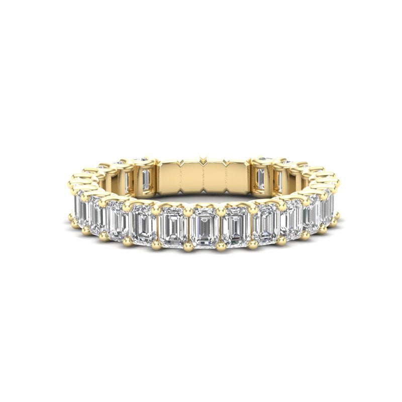 14K Gold Emerald Cut Three Quarter Way Eternity Prong Set Lab Grown Diamond Wedding Band Ring,  Lab Grown Fancy Shapes Wedding Bands, ABB-395.2-LGD, emerald cut diamond ring, emerald cut wedding band, Lab Grown Fancy Shapes Wedding Band Ring, Belarino