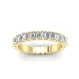 14K Gold Emerald Cut Halfway Eternity Prong Set Lab Grown Diamond Wedding Band Ring - Abtin & Company 