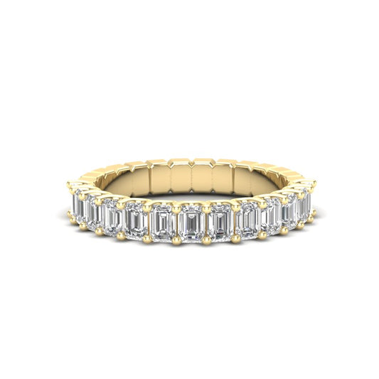 14K Gold Emerald Cut Halfway Eternity Prong Set Lab Grown Diamond Wedding Band Ring - Abtin & Company 