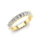 14K Gold Emerald Cut Halfway Eternity Prong Set Lab Grown Diamond Wedding Band Ring - Abtin & Company 