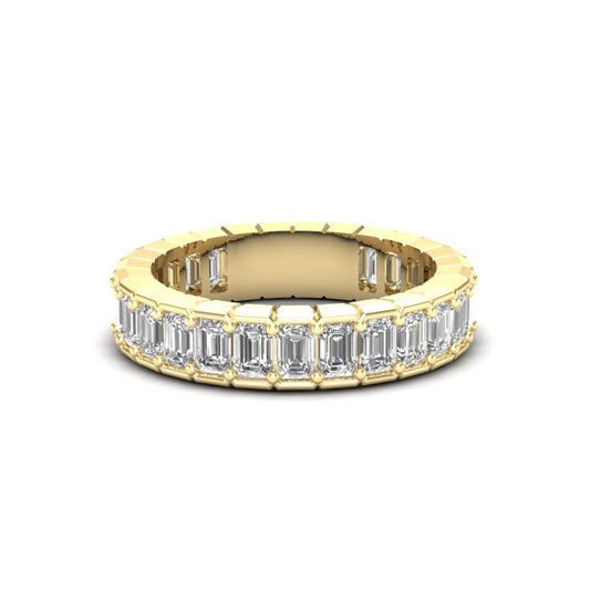 14K Gold Emerald Cut Three Quarter Way Eternity Half Bezel Set Lab Grown Diamond Wedding Band Ring - Abtin & Company 